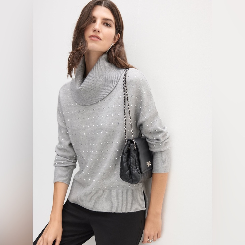Joseph Ribkoff Gray Cowl Neck Sweater